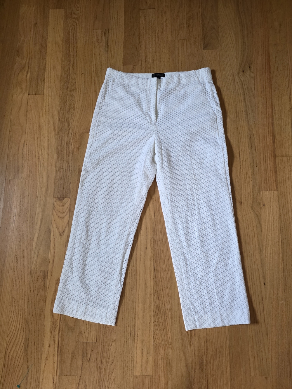 J. Crew White Eyelet Cropped Pants Size 2